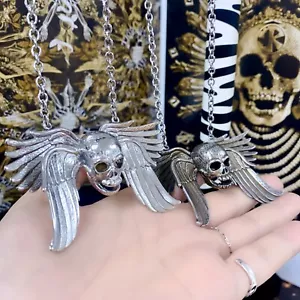 Angel Wings Schädel Anhänger Halskette Edelstahl von Contrase - Bild 1 von 9