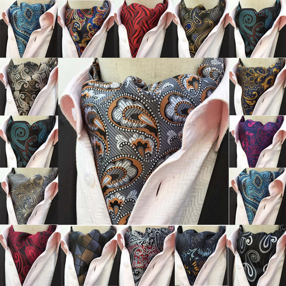 Men Classic Jacquard Paisley Long Scarves Cravat Ascot Neck Ties Gentleman - Изображение 1 из 1