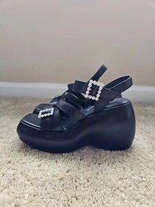 Free People Brooklyn Sandalias Plataforma Mujer 8 Negro Hebilla Correa - Imagen 1 de 11