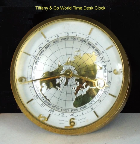 Rare Tiffany & Co World Time Desk Clock for PARTS of REPAIR Cover