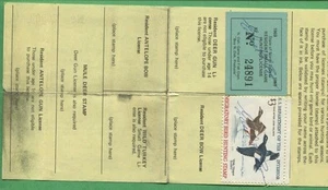 NORTH DAKOTA 1969 Resident General Hunting License RW36 + #5 Stamp -524 - Picture 1 of 2