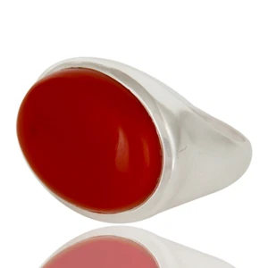 Big Size Gemstone Red Coral 925 Sterling Silver Solid Band Dome Ring Jewelry - Picture 1 of 6
