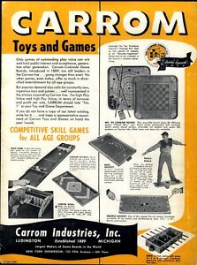 1954 PAPIER AD Carrom jeu de société jouets comète all étoiles modèle d'avions 