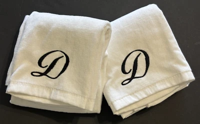 Juego de toallas de mano blanco algodón bordado monograma D Allure Home Creation nuevo Foto 1 de 4