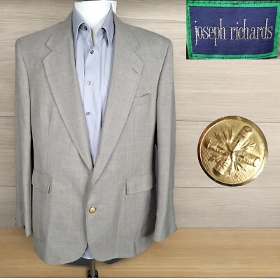 Abrigo deportivo Joseph Richards Blazer para hombre 44R tostado con botones dorados Foto 1 de 4