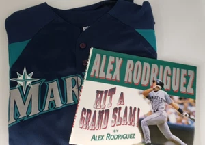 Vintage Majestic Seattle Mariners Jersey ALEX RODRIGUEZ #3 plus Autographed Book - Picture 1 of 17