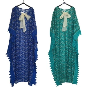 Lace Embroidered Robe African Women's Dress Plus Size Kaftan Party Gown Dashiki - Picture 1 of 24