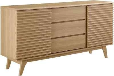 Modway Render 63" Mid-Century Modern Sideboard Buffet Table or TV Stand in Oak - Image 1 of 4