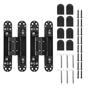 2pcs 3 Way Adjustable 6 Inch Heavt Duty Hidden Door Hinges Kit 180 Degree Swing - Picture 1 of 12