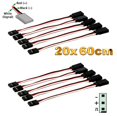 ✅ 10 Stück Servo Kabel Verlängerungskabel 60cm Verlängerung Futaba Robbe 26AWG ✅ - Bild 1 von 4