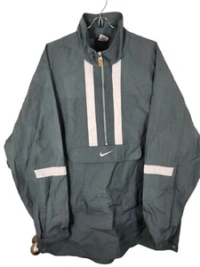 Vintage 90er Nike Herren Windbreaker halber Reißverschluss salbeigrün/weiß Baggy Fit weißes Etikett XL  - Bild 1 von 13