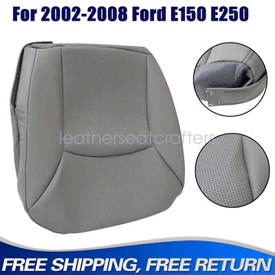 Driver Bottom Perforated Leather Seat Cover Gray Fits 02-08 Ford E150 E250 Van - Image 1 of 4