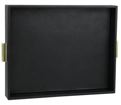 Bandeja para servir extra grande con asas, elegante decorativo de almacenamiento de cuero sintético... Foto 1 de 4