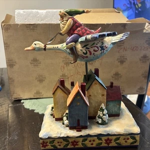 Seltener Jim Shore Weihnachtsmann fliegt auf einer Gans Claus Heartwood Creek EUC mit Box - Bild 1 von 10