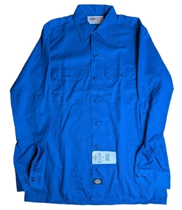 De colección Años 90 NUEVA Camisa de Trabajo Dickies Manga Larga Azul Botón Ropa de Trabajo Para Hombres Grande L - Imagen 1 de 8
