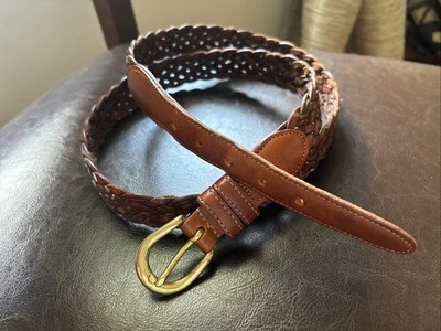 Cinturón de cuero tejido trenzado Coach 3850 bronceado británico talla 38" 95 cm unisex Foto 1 de 4