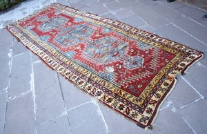 Fabulous Antique Kurdish Rug 54'' x 130'' Collector's Item Herki Worn Wall Rug - Picture 1 of 14