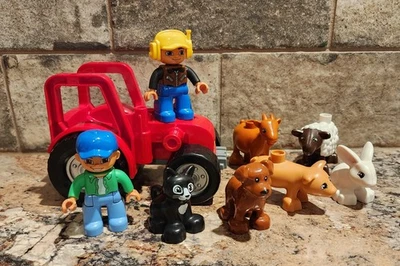 Lego Duplo Red Tractor, Farmers, Barn Animals Pig, Dog, Cat, Goat, Lamb, Bunny - Image 1 of 4