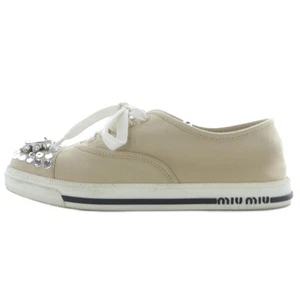 Miu Miu Flat Shoes Women's Size 35.5 Beige Leather - Picture 1 of 9