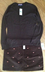 Nuevo con etiquetas Suéter Vineyard Vines Lana Cachemira Cuello en V Marrón Talla M y FALDA VV "GRATIS" 8 - Imagen 1 de 1