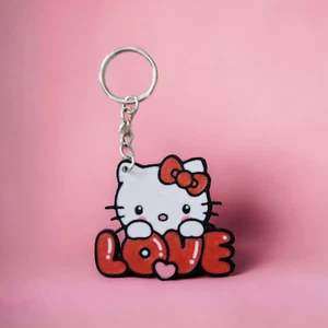 Hello Kitty Schlüsselring, Schlüsselanhänger - 3D-gedruckt, Hello Kitty, Kitty, 3D, Liebe, Party - Bild 1 von 3