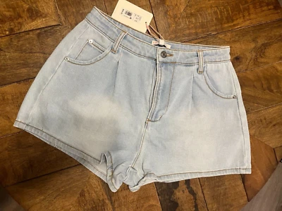 Pantalones cortos de mezclilla plisados de tiro medio GB Juniors, azul claro talla 5 (B66b) Foto 1 de 4