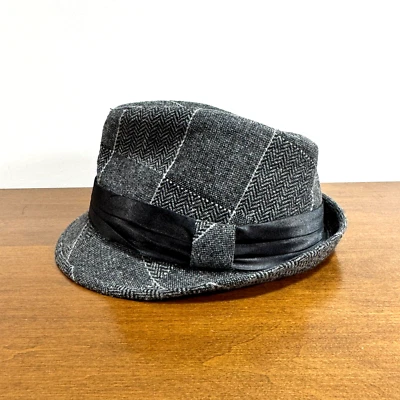 Sombrero Fedora de Heritage 1981 gris a cuadros de lana Sherlock talla M/L Foto 1 de 4