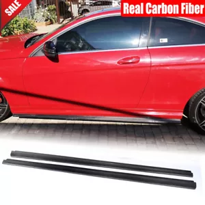 For 2008-2014 Benz C Class W204 C63 Sedan Real Carbon Side Skirts Splitters - Picture 1 of 13