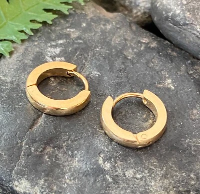 PAIR Stainless Steel Small Dome Hoop Huggie Earrings 2.5mm Wide 20g Men or Women - Image 1 of 4