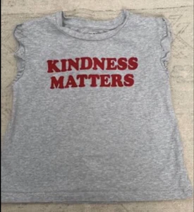 Gymboree Girls KINDNESS MATTERS T-Shirt Size Medium 7–8 Gray EUC - Picture 1 of 4