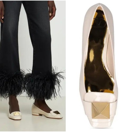 Ballerine VALENTINO GARAVANI panna vernice una borchia oro taglia EU39