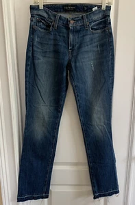 Lucky Brand Women's Size 2/26 Stretch Straight Ankle Distressed Blue Denim Jeans - Picture 1 of 12