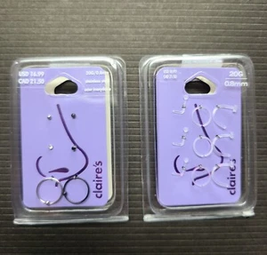 NEW Claire's 20G Nose Studs And Rings Set Stainless Steel And Plastic Retainers - Picture 1 of 4
