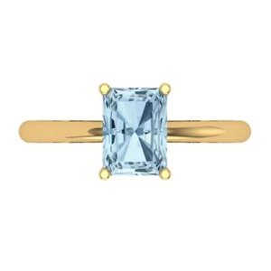 1.75Ct Radiant Natural Sky Blue Topaz Solitaire Engagement Ring, 14K Yellow Gold - Picture 1 of 11