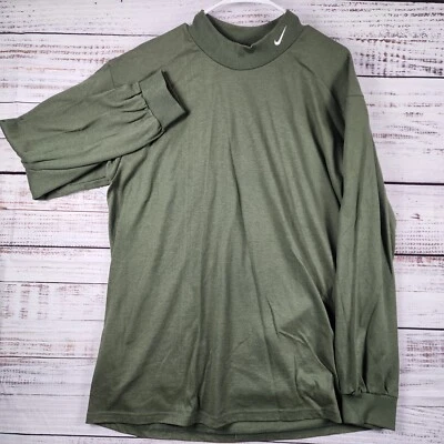 Vintage 90’s Nike White Tag USA MADE Turtle Neck Longsleeve Shirt Large Green - Image 1 of 4