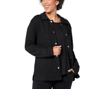 MUK LUKS Talla GRANDE Regular Acolchada Lounge Shacket NEGRA - Imagen 1 de 1
