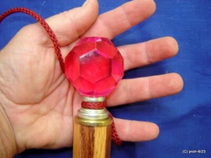 Ruby, red multi faceted Polly knob, oak dress-cane walking stick. - Picture 1 of 8