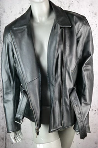 Dieter Chaqueta Moto Diseño Marrón, Chaqueta Cuero, Negro, Talla 46, Nuevo - Imagen 1 de 5