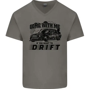 Camiseta de algodón con cuello en V Drifting Come With Me if You Want to Drift para hombre - Imagen 1 de 6