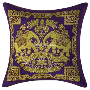 Copricuscino viola broccato jacquard zingaro boho tribale etnico hippie cuscino - Foto 1 di 5