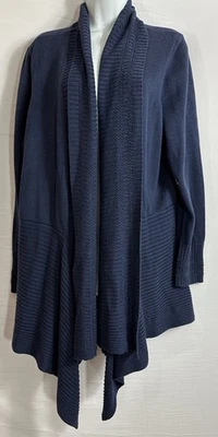Isaac Mizrahi Live! Cárdigan Suéter Talla XL Azul Marino Asimétrico Frente Abierto Foto 1 de 4