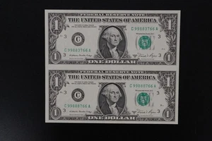 USA 1981 A $1 un-cut pair ch-UNC condition CA prefix (k238) - Picture 1 of 2
