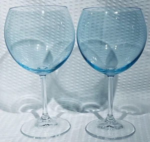 "Lote de 2 ~ 7 1/8"" elegantes globos de vino de cristal altos aguamarina azul aguamarina" - Imagen 1 de 12