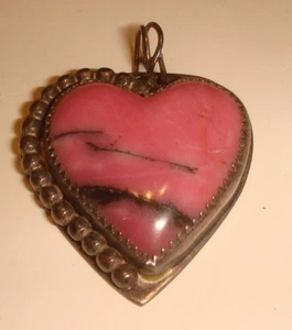 Collar colgante de rodonita corazón piedra rosa natural 925 de colección de plata de ley - Imagen 1 de 6