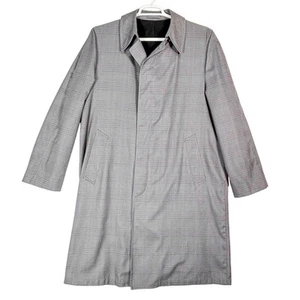 VTG Clipper Mill Plaid Long Coat Men's 42L London Fog Heritagecore Houndstooth - Picture 1 of 10
