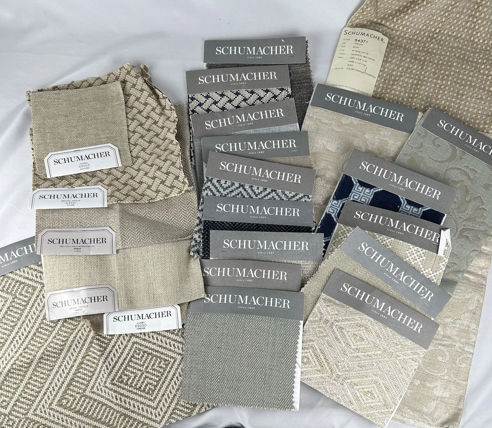 Schumacher Sample Swatch Lot Of 22 Upholstery Fabric Neutral Beige - Image 1 of 1