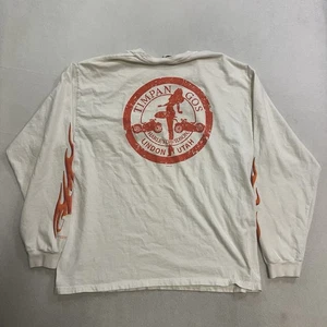 Harley Davidson Shirt Timpan Gos Lindon Utah Men’s Size XL White Flame Sleeves - Picture 1 of 16