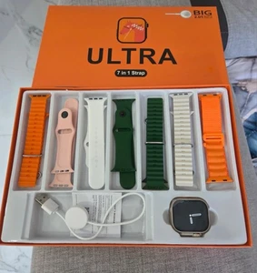 Smartwatch Ultra 7 In 1 2.2 HD Amoled Schermo Ricarica Wireless 49 Mm Series 8 - Foto 1 di 6