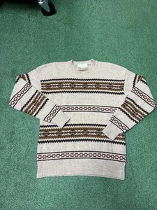 Vintage 90s Jantzen M Knit Sweater Multicolor Men Size Medium Striped Fair Isles - Picture 1 of 10