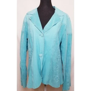 3B West türkisblaue Leder Westernjacke Damen 2XL - Bild 1 von 11